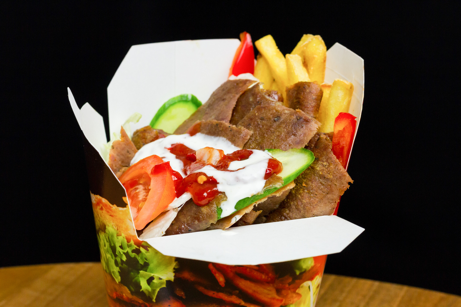 Turkish Fast Food, Beef Döner Kebab in a box